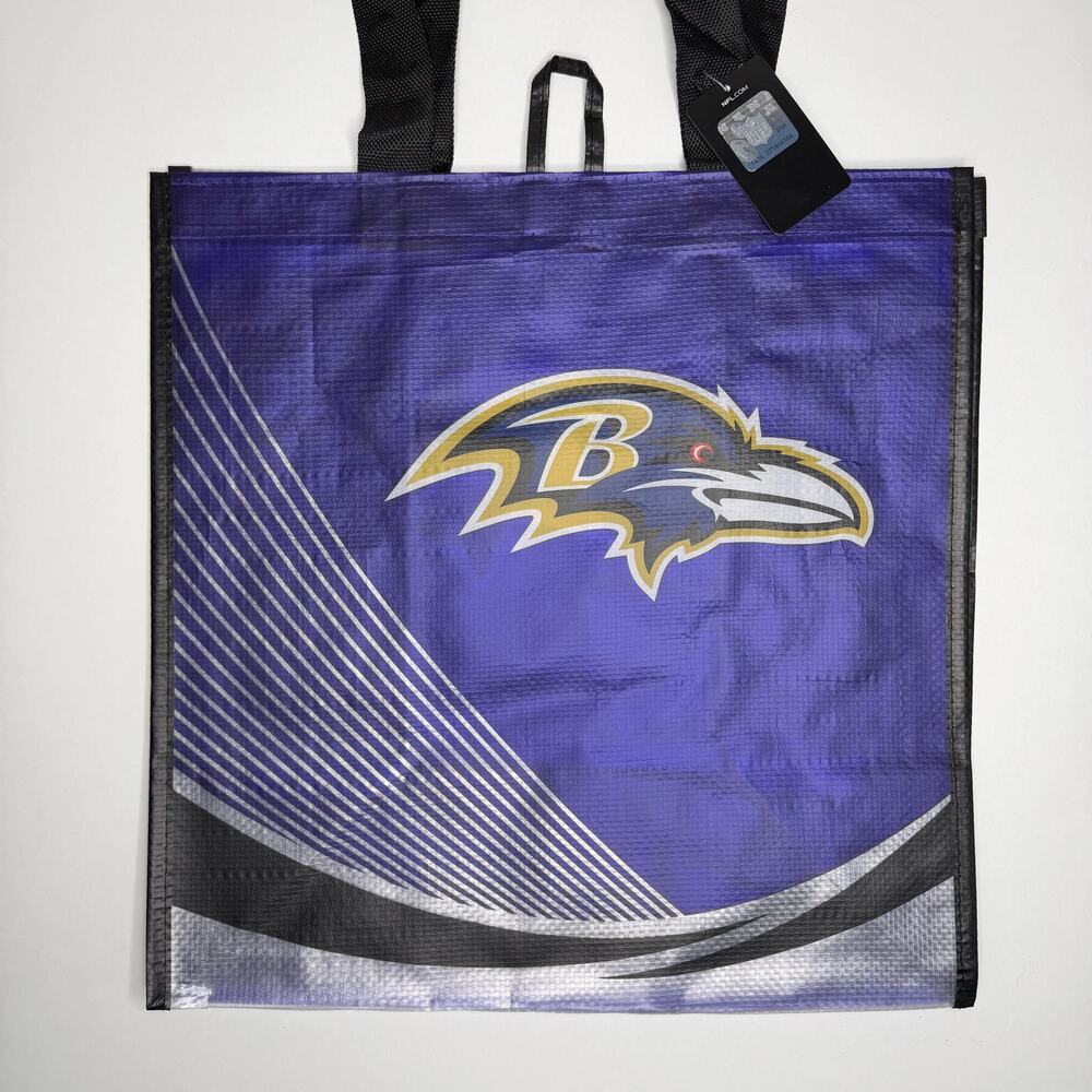 Baltimore Ravens — Purple + Black Reusable Tote Bag, Grocery Sports NFL Football